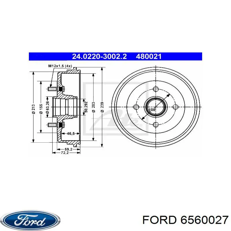 Купить 6560027 Ford Тормозной барабан