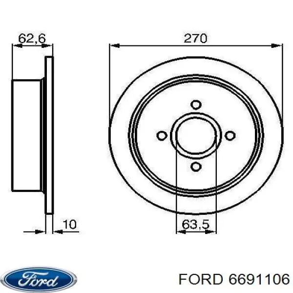 6691106 Ford диск тормозной задний