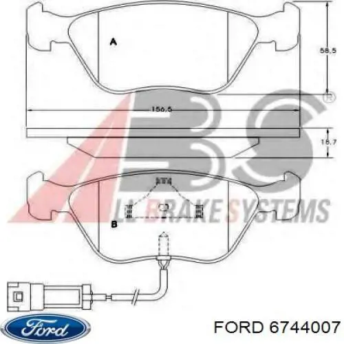 6744007 Ford колодки тормозные передние дисковые