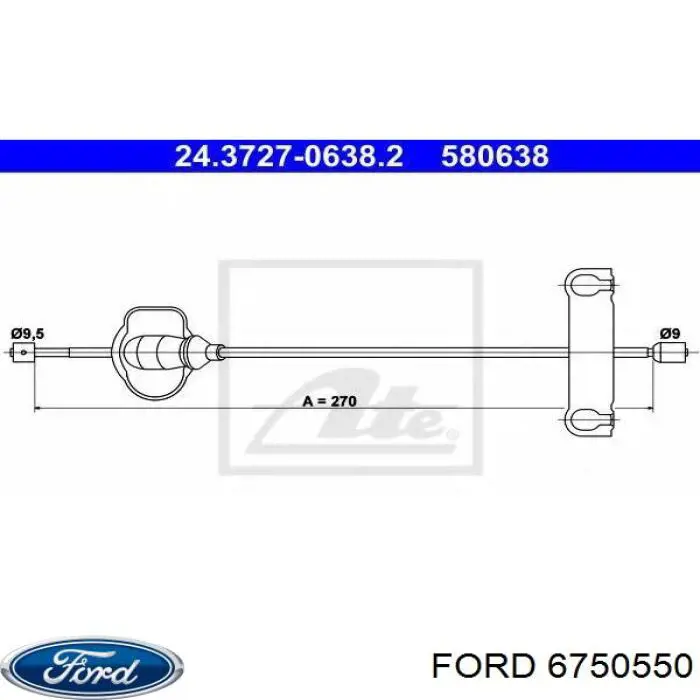 Купить 6750550 Ford Передний трос ручника