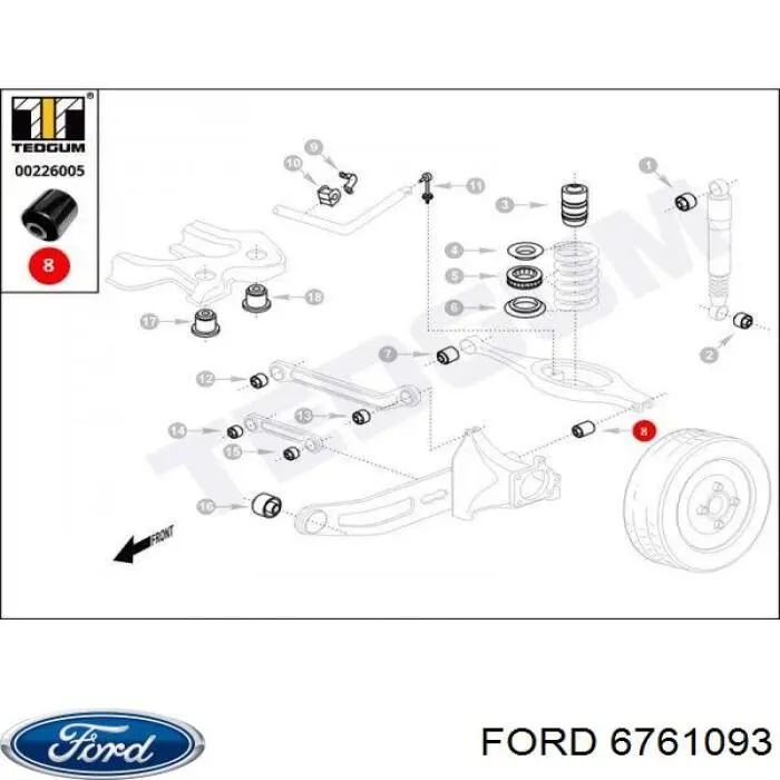 Сайлентблок цапфы задней на Ford Mondeo II 