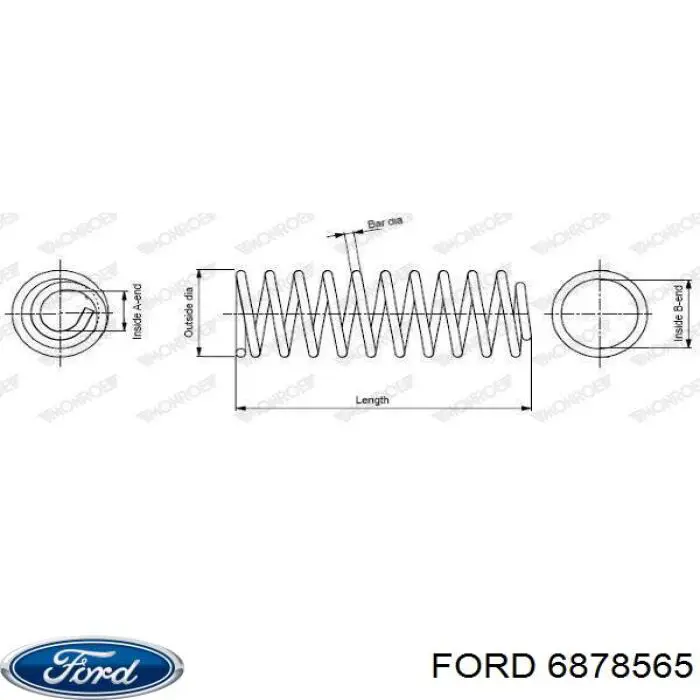 Пружина амортизатора передняя Ford 6878565 цена, от 19.84 USD