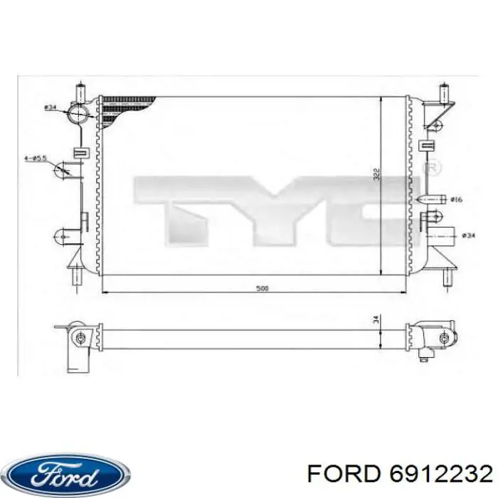 Купить 6912232 Ford Радиатор водяной