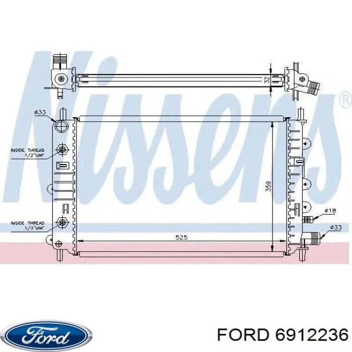 Радиатор 6912236 Ford