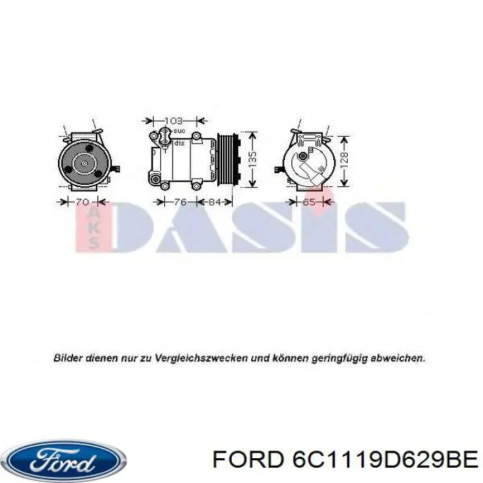 Компрессор системы кондиционирования Ford 6C1119D629BE цена, от 190.04 USD
