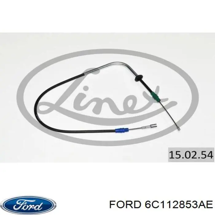 6C112853AE Ford cabo do freio de estacionamento dianteiro