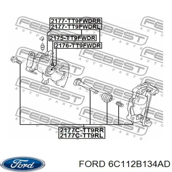6C112B134AD Ford Скоба тормозного заднего суппорта