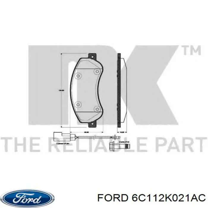 Передние тормозные колодки 6C112K021AC Ford