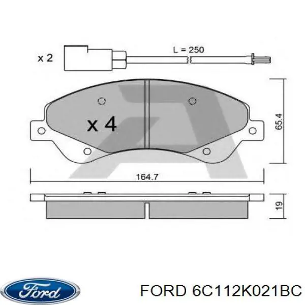 Передние тормозные колодки 6C112K021BC Ford