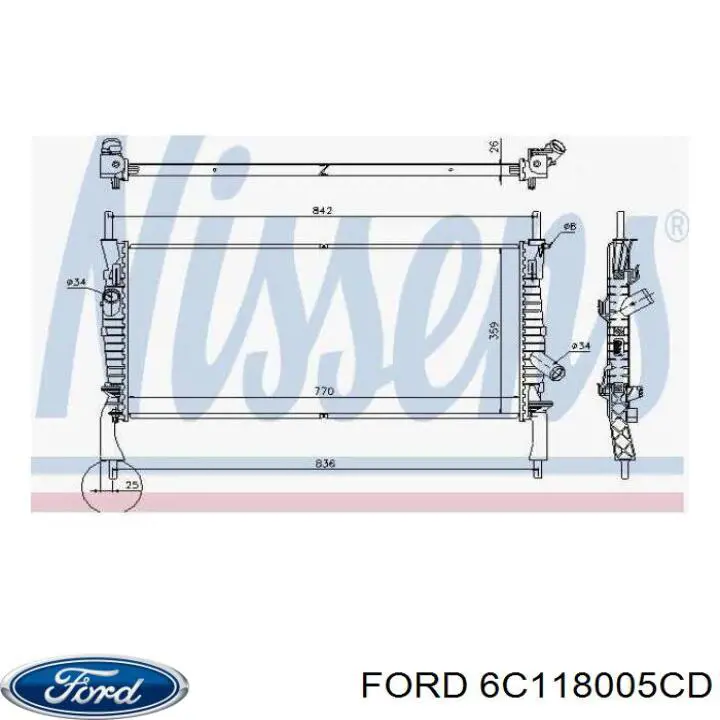 Радиатор охлаждения двигателя Ford 6C118005CD цена, от 68.00 USD