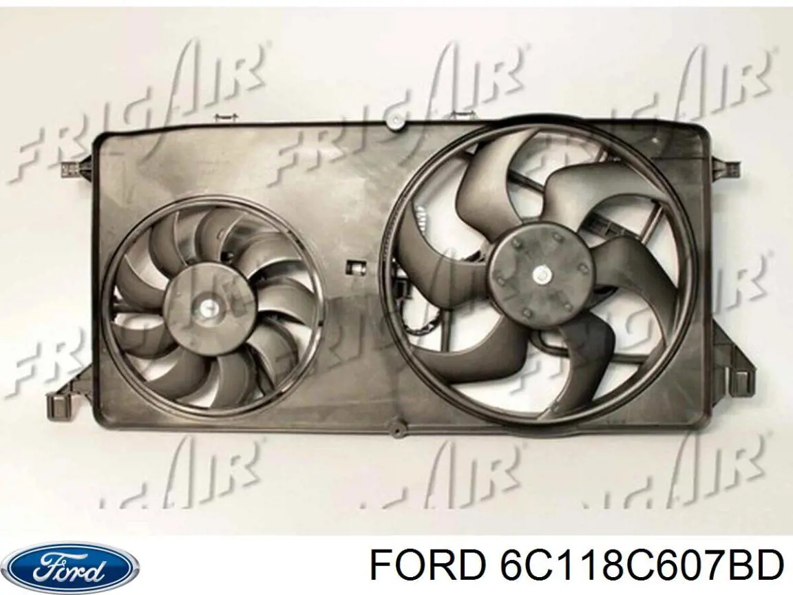 6C118C607BD Ford Диффузор радиатора охлаждения в сборе с мотором