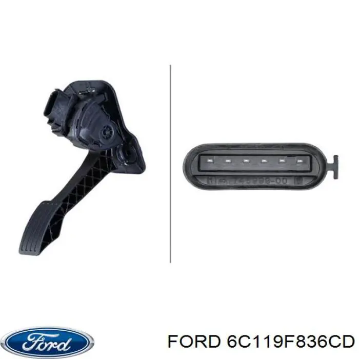 6C119F836CD Ford pedal de gás (de acelerador)