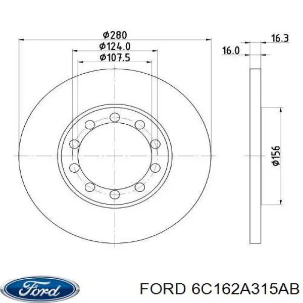 6C162A315AB Ford диск тормозной задний