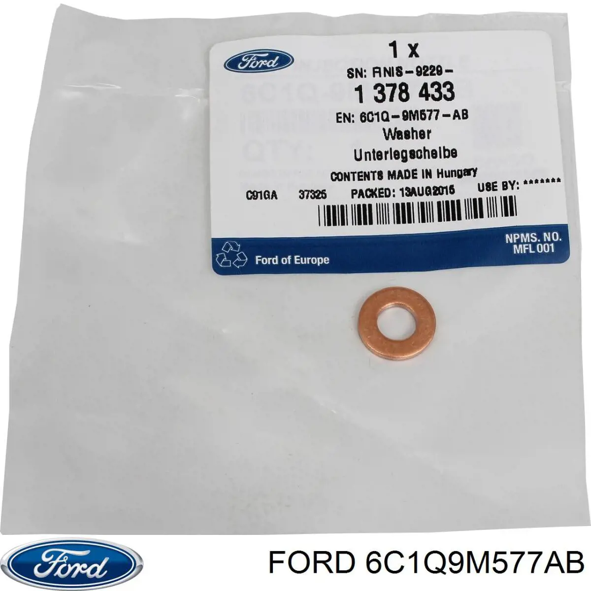 Кольцо форсунки 6C1Q9M577AB Ford