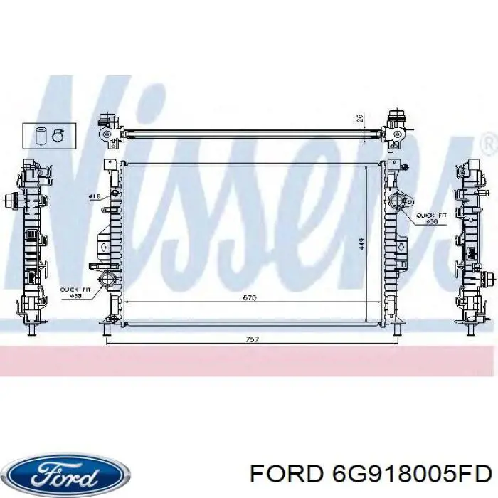 Радиатор 6G918005FD Ford