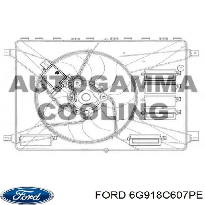 Купить 6G918C607PE Ford Диффузор вентилятора в сборе с мотором и крыльчаткой
