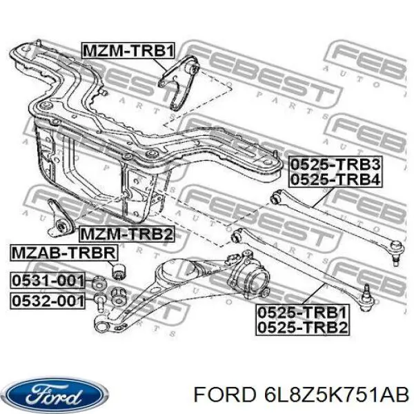 Гайка заднего нижнего рычага эксценрическая (развала) 6L8Z5K751AB Ford