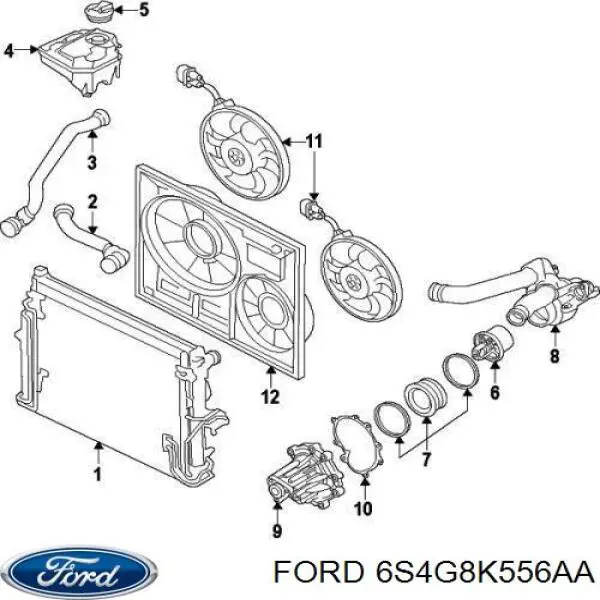 Фланец системы охлаждения 6S4G8K556AA Ford