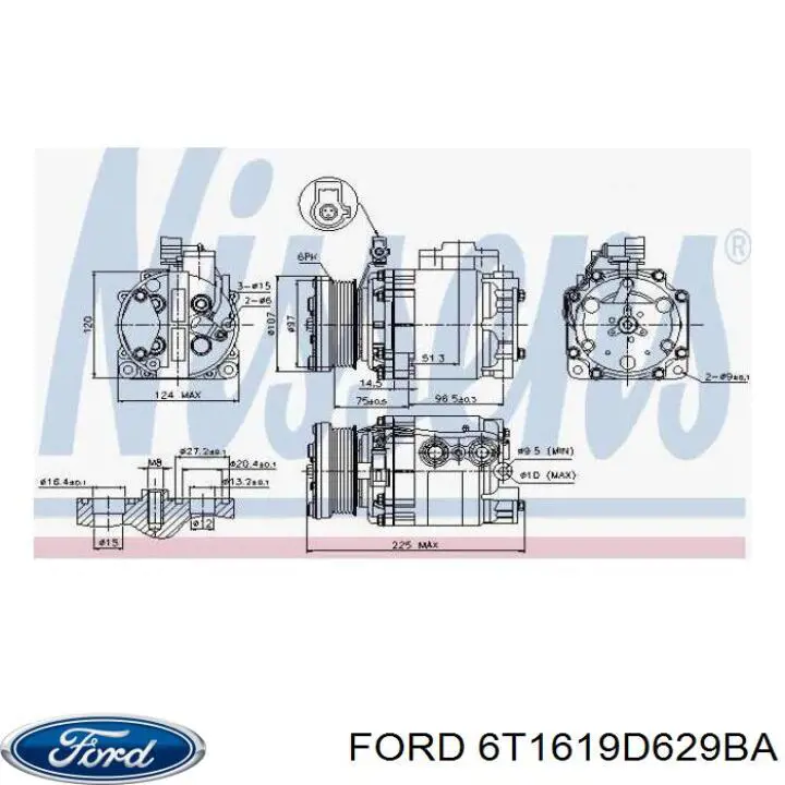 Купить 6T1619D629BA Ford Компрессор климатической установки
