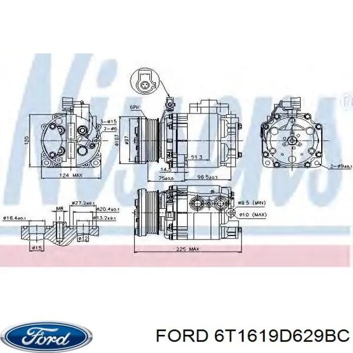 Купить 6T1619D629BC Ford Компрессор климатической установки