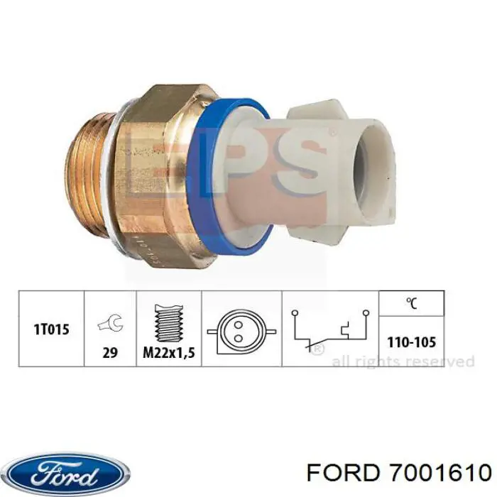 7001610 Ford датчик температуры охлаждающей жидкости (включения вентилятора радиатора)