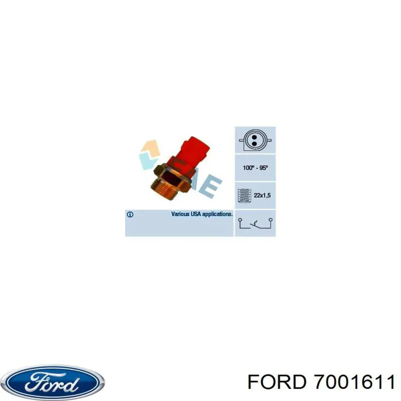 Купить 7001611 Ford Датчик включения вентилятора радиатора 