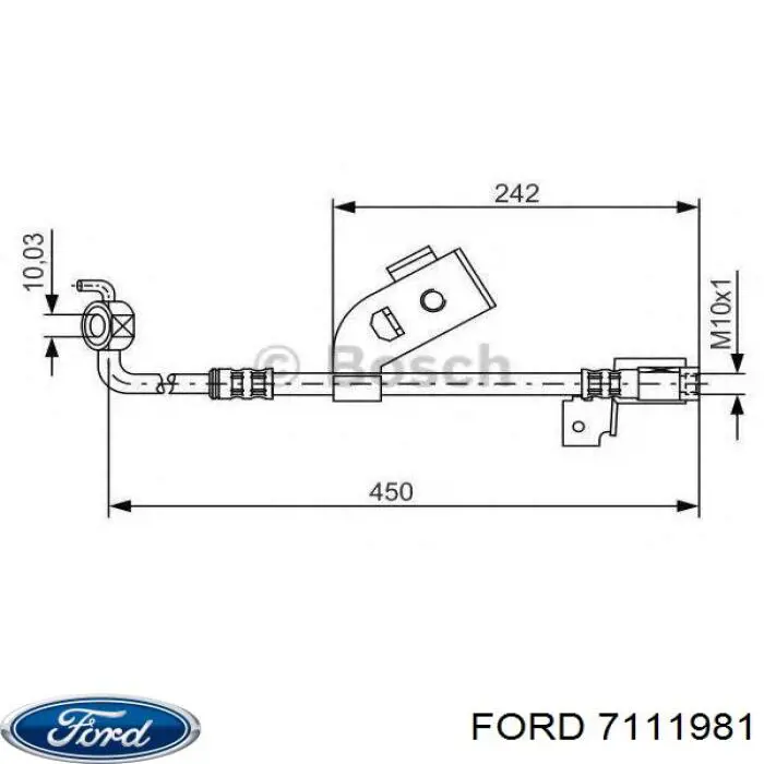 Купить 7111981 Ford Шланг тормозной передний левый