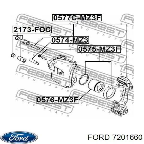 Купить 7201660 Ford Втулка направляющая тормозного суппорта