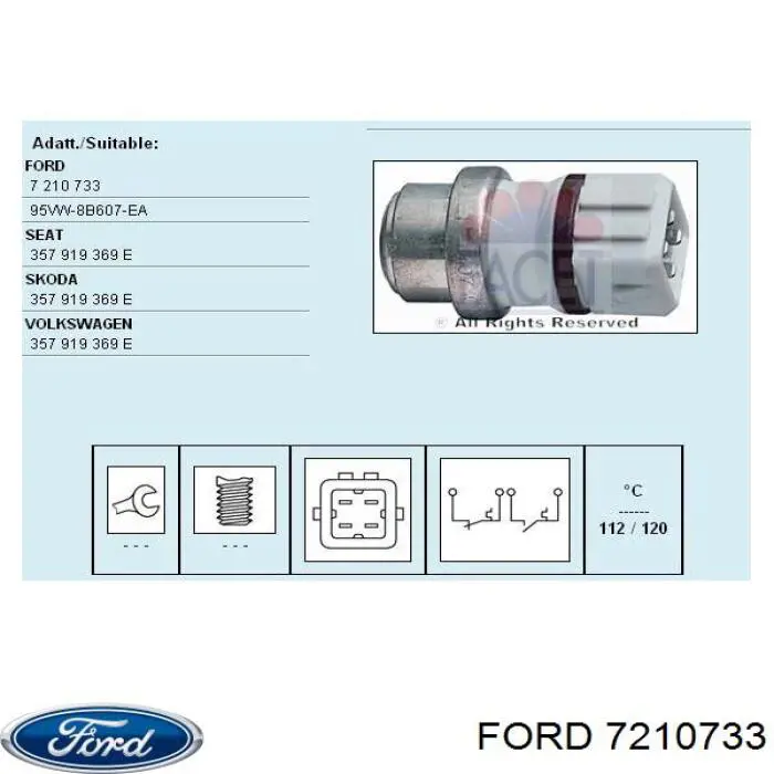 Купить 7210733 Ford Датчик включения вентилятора радиатора 