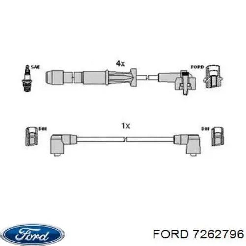 Провод высоковольтный, цилиндр №2 7262796 Ford