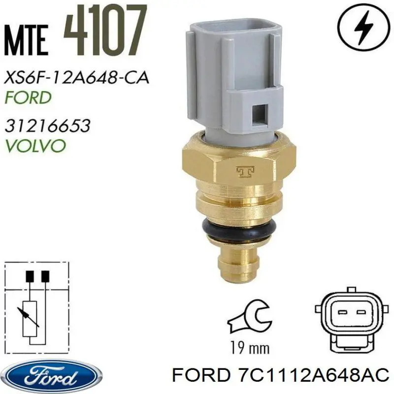 Купить 7C1112A648AC Ford Термодатчик охлаждающей жидкости