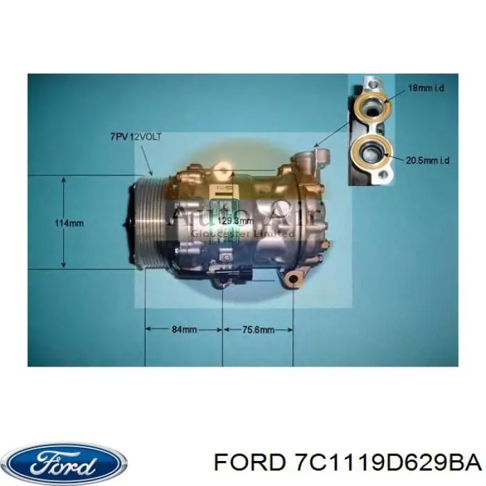 7C1119D629BA Ford compressor de aparelho de ar condicionado