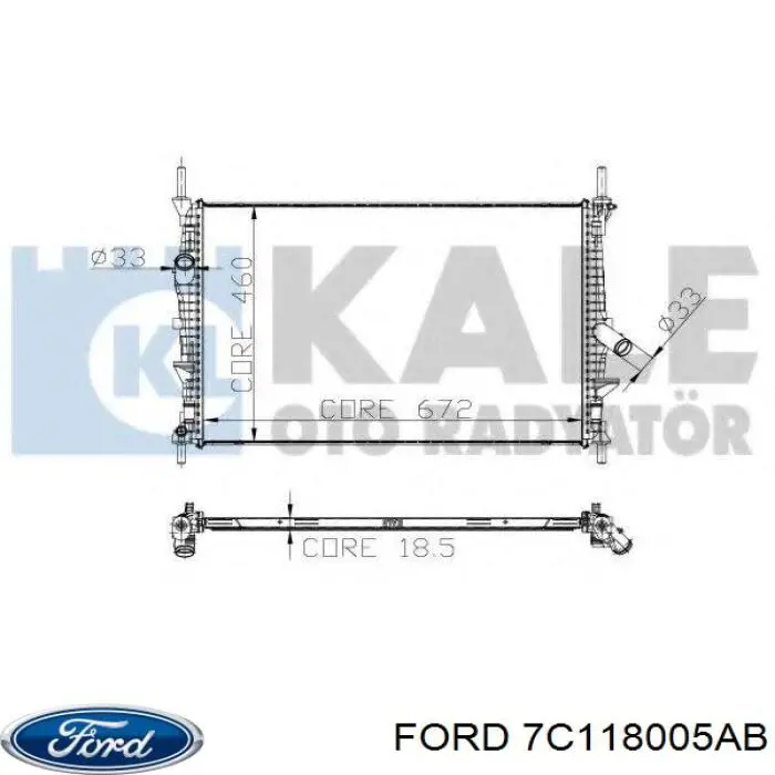 Купить 7C118005AB Ford Радиатор водяной