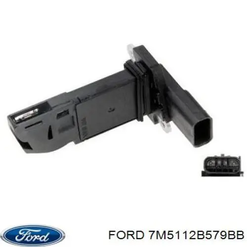7M5112B579BB Ford sensor de fluxo (consumo de ar, medidor de consumo M.A.F. - (Mass Airflow))