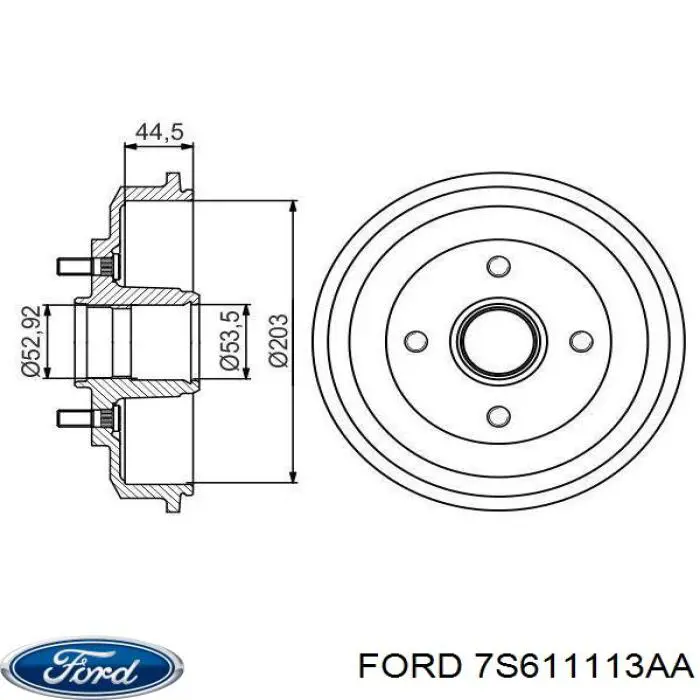 Барабан тормозной задний Ford 7S611113AA цена, от 38.78 USD