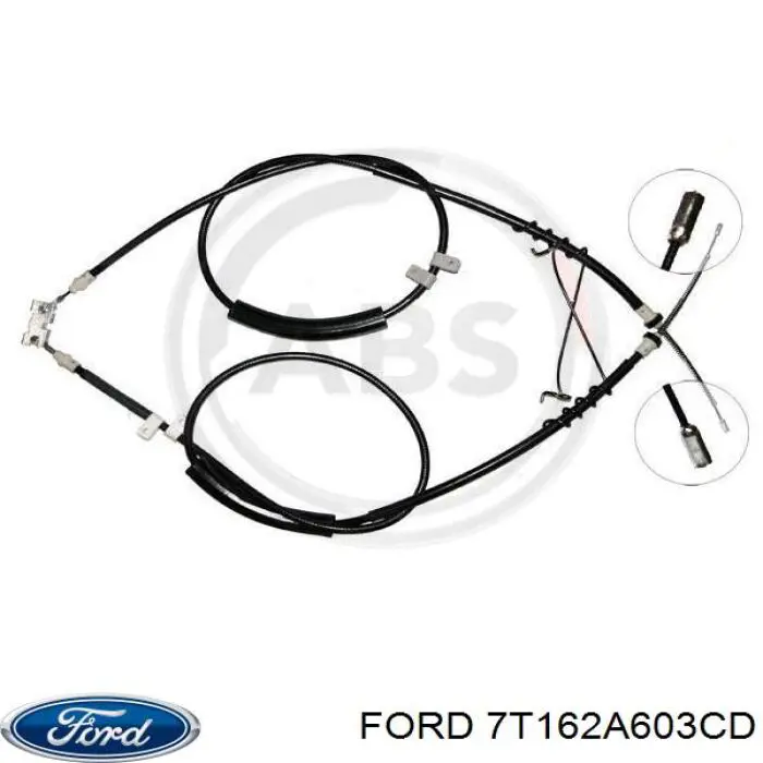 7T162A603CD Ford трос ручного тормоза задний правый/левый