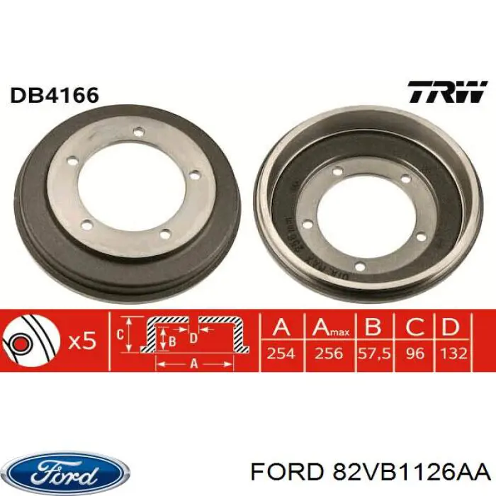 Тормозной барабан 82VB1126AA Ford