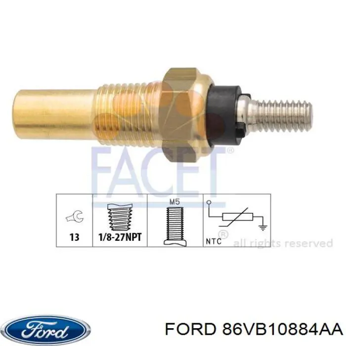 Датчик указателя температуры охлаждающей жидкости Ford 86VB10884AA цена, от 5.04 USD