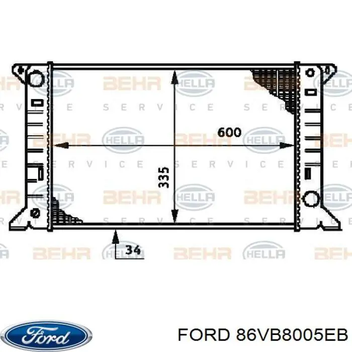 Радиатор 86VB8005EB Ford