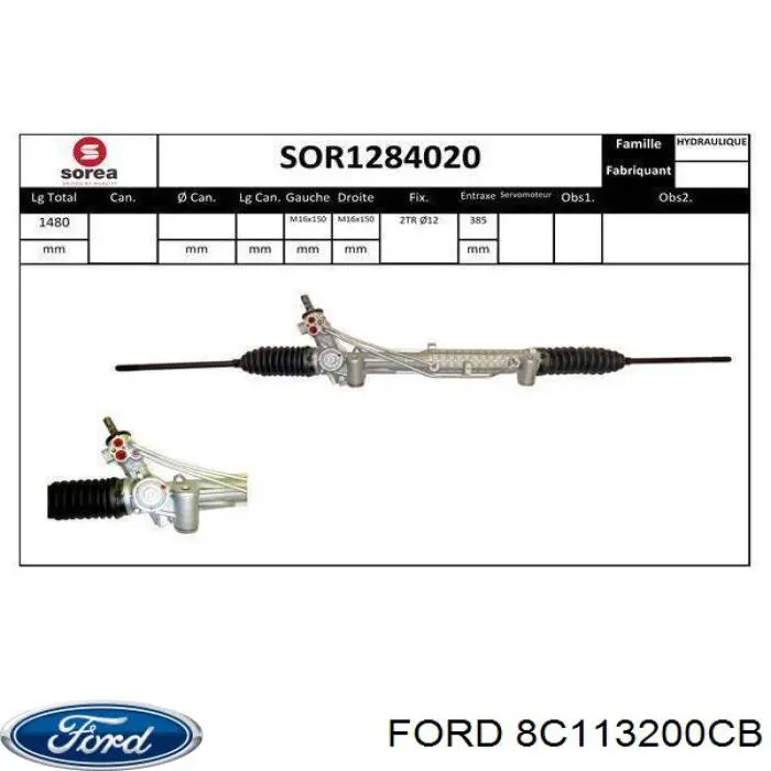 8C113200CB Ford cremalheira da direção