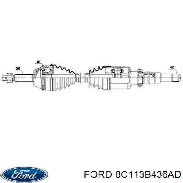 Купить 8C113B436AD Ford Вал приводной правый