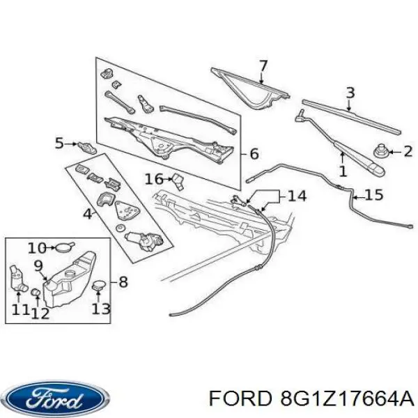 Двигатель омывателя лобового стекла Ford WG335 цена, от 17.62 USD