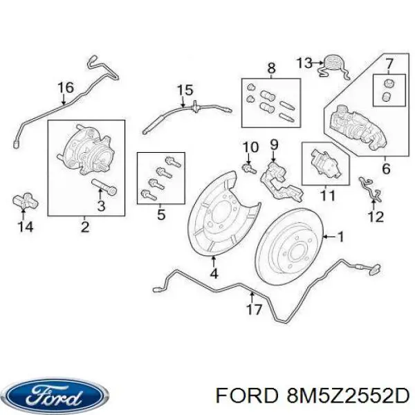 Суппорт задний правый 8M5Z2552B Ford