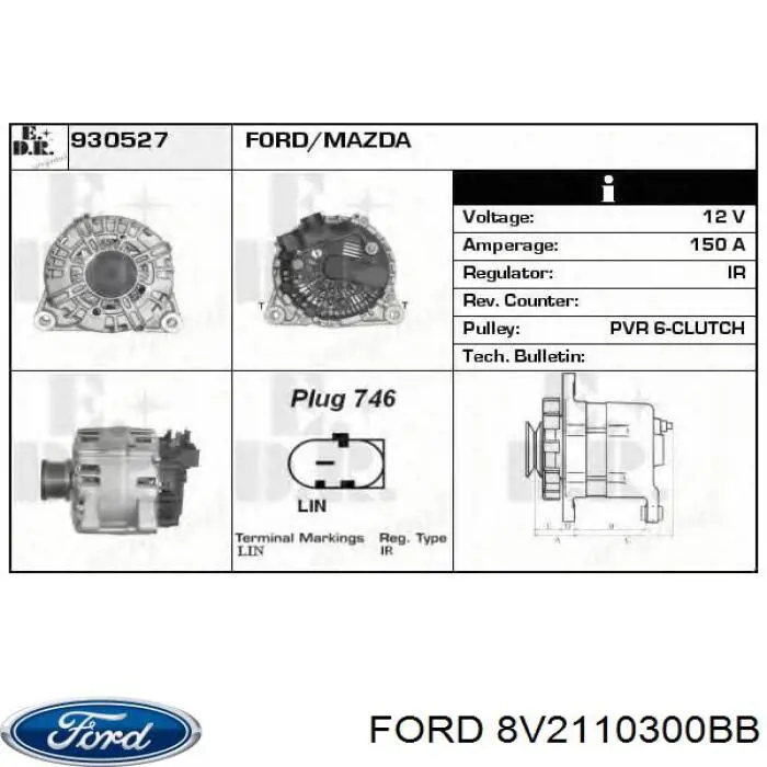 Купить 8V2110300BB Ford Генератор