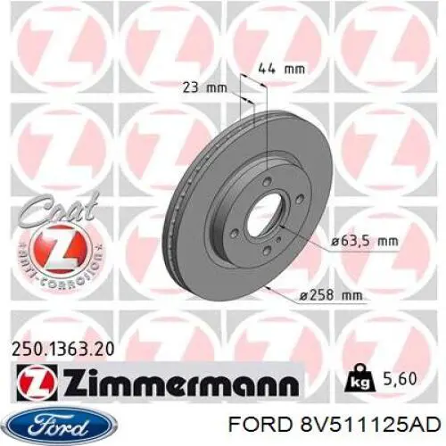 Тормоз дисковый передний Ford 8V511125AD цена, от 36.43 USD
