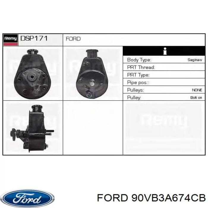 Купить 90VB3A674CB Ford Насос рулевого управления