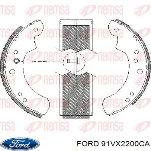 Задние барабанные колодки 91VX2200CA Ford