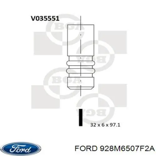928M6507F2A Ford впускной клапан