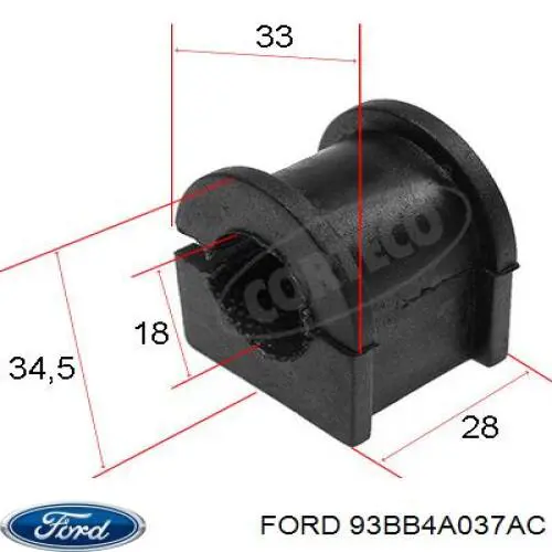 Втулка стабилизатора 93BB4A037AC Ford