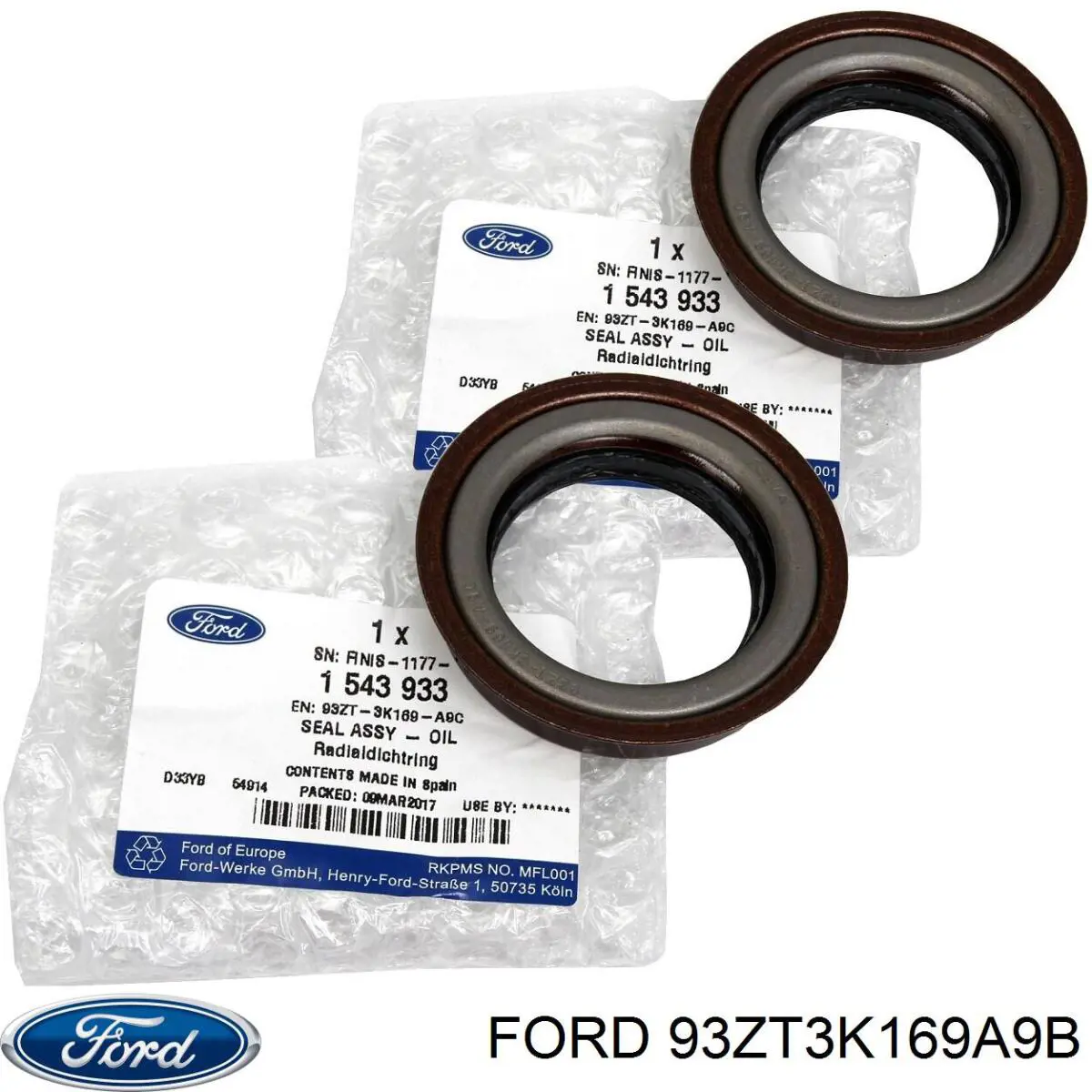 93ZT3K169A9B FORD Anillo retén de semieje, eje delantero, izquierdo original y equivalente